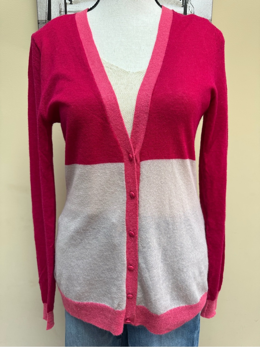 Banana Republic Cardigan 2-Tone Color - Pink/Light Gray